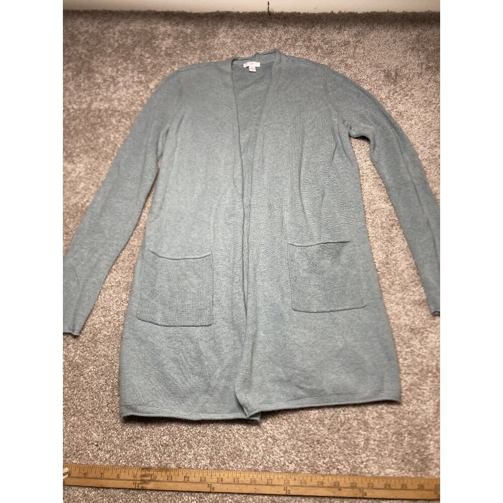 J. Jill XS Light Blue Open Front Long Cardigan With Pockets Soft Lightweight